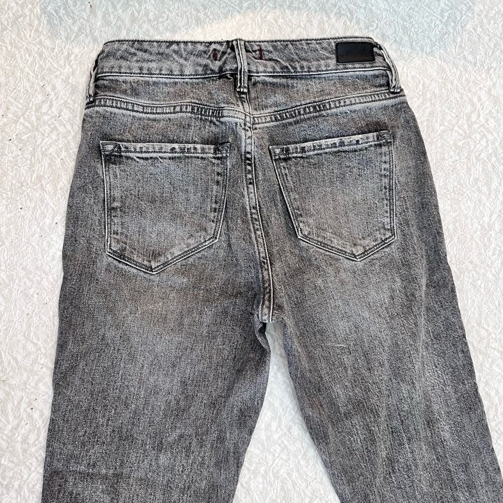 Dear John Rough Hem Stonewashed Black + White Straight Leg Jeans Size 25 - Picture 15 of 16